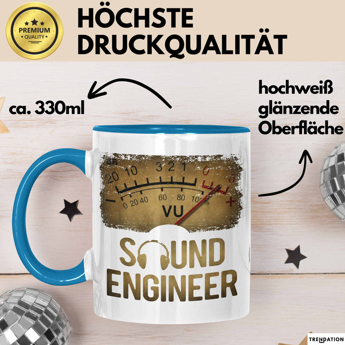Toningenieur Ingenieurwesen Tasse Geschenk Lustige Geschenkidee Spruch Tontechniker Vu Meter Blau Trendation
