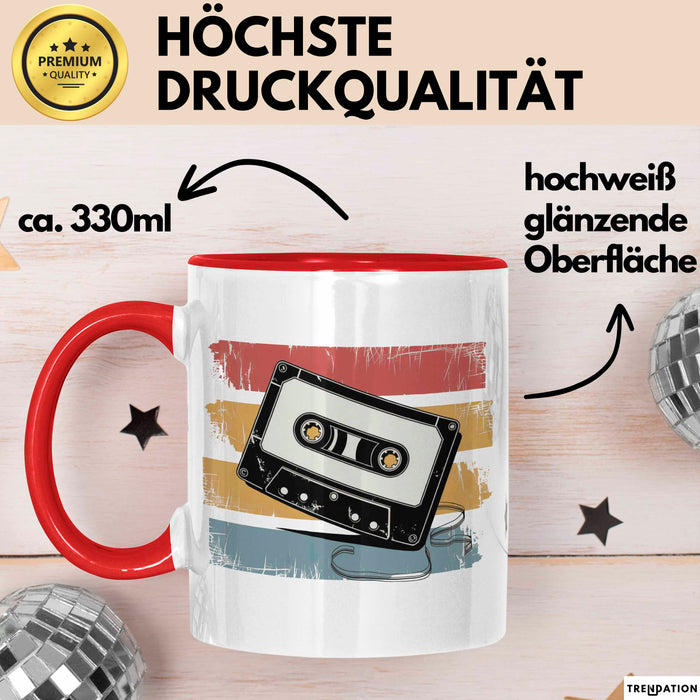 Retro Vintage Kassette Tasse Geschenk Lustige Geschenkidee Spruch Rot Trendation