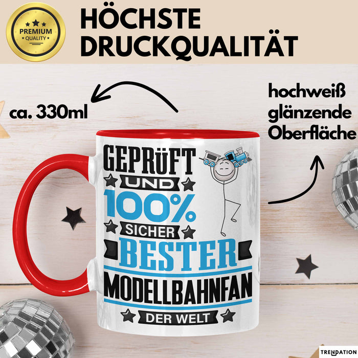 Modellbahnfan Geschenk Lustiger Spruch für Modellbahnfan Geschenkidee Bester Modellbahnfan Der Welt Rot Trendation