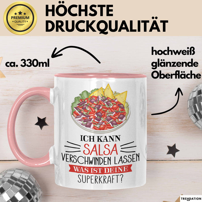Salsa-Liebhaber Tasse Geschenk Ich Kann Salsa Verschwinden Lassen Was Ist Deine Superkraft Becher Geschenkidee Salsa Kaffee-Becher Rosa Trendation