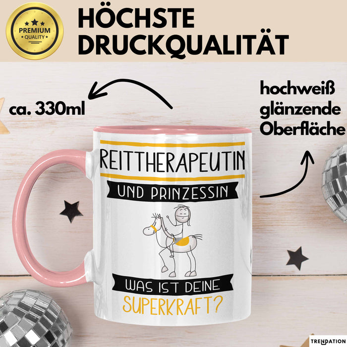 Reittherapeutin Und Prinzessin Tasse Geschenk Für Eine Reittherapeutin Geburtstag Was Ist Deine Superkraft Rosa Trendation
