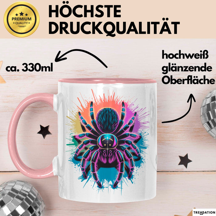 Spinne Vogelspinne Tier Tasse Geschenk Lustige Geschenkidee Spruch Rosa Trendation