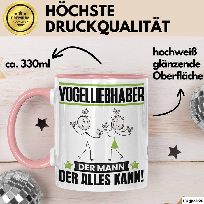 Vogelliebhaber Tasse Geschenk für Vogelliebhaber Der Mann Der Alles Kann Geschenkidee zum Geburtstag Rosa Trendation