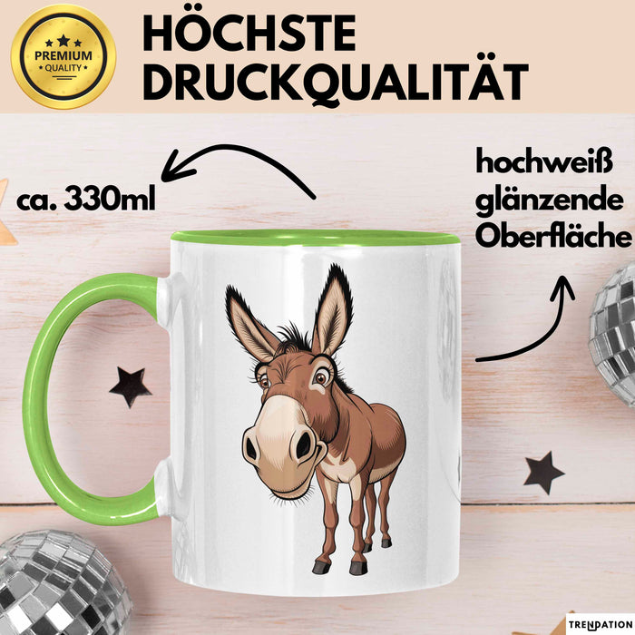 Eselbauer Esel Tier Gesicht Tasse Geschenk Lustige Geschenkidee Spruch Grün Trendation