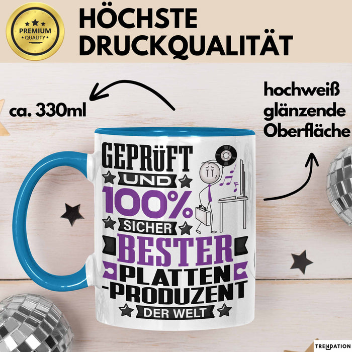 Plattenproduzent Geschenk Lustiger Spruch für Plattenproduzent Geschenkidee Bester Plattenproduzent Der Welt Blau Trendation