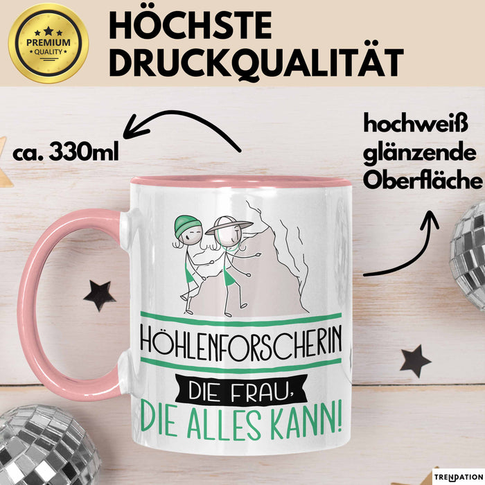 Höhlenforscherin Geschenk Tasse Becher Die Frau Die Allen Kann Geschenkidee für eine Höhlenforscherin Lustig Rosa Trendation