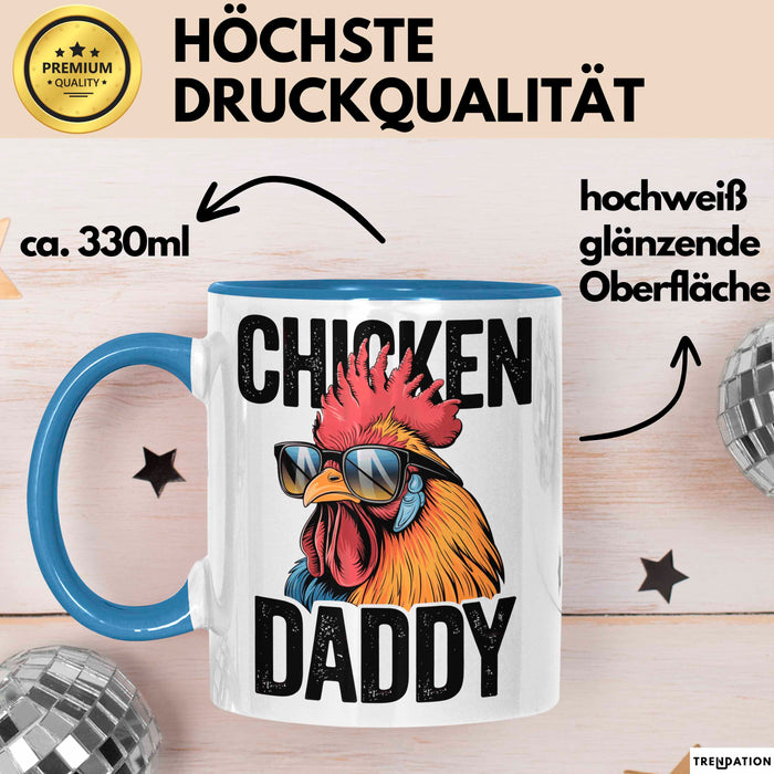 Huhn Tier Bauer Tasse Becher Geschenk Lustige Geschenkidee Spruch Hühnerpapa Blau Trendation