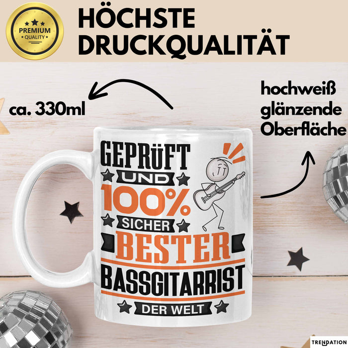 Bassgitarrist Geschenk Lustiger Spruch für Bassgitarrist Geschenkidee Bester Bassgitarrist Der Welt Weiß Trendation