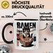 Katzen Tierliebhaber Tasse Geschenk Lustige Geschenkidee Spruch Katze Isst Ramen Nudeln Schwarz Trendation
