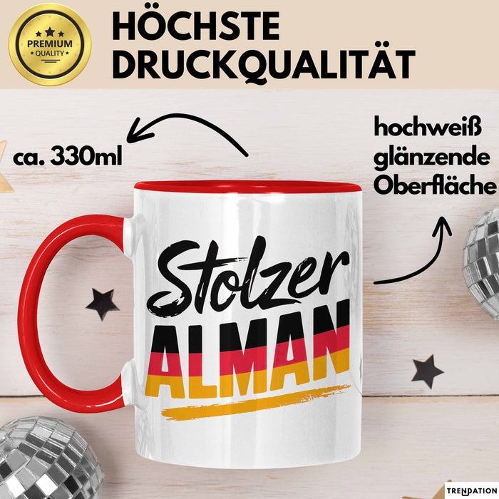 Deutschland Deutscher Bürger Tasse Geschenk Lustige Geschenkidee Spruch Stolzer Alman Rot Trendation