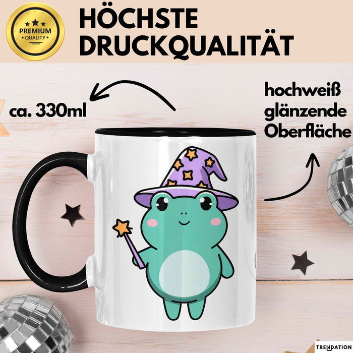 Frosch Tier Zauberer Tasse Geschenk Lustige Geschenkidee Spruch Schwarz Trendation