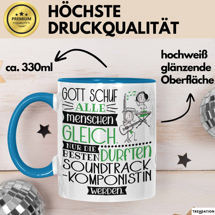 Soundtrack-Komponistin Geschenk Becher Tasse Gott Schuf Alle Menschen Gleich Nur Die Besten Durfeten Soundtrack-Komponistin Werden Geschenkidee Lustig Blau Trendation