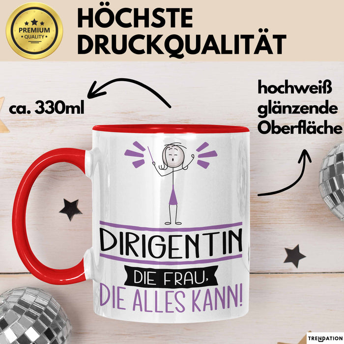 Dirigentin Geschenk Tasse Becher Die Frau Die Allen Kann Geschenkidee für eine Dirigentin Lustig Rot Trendation