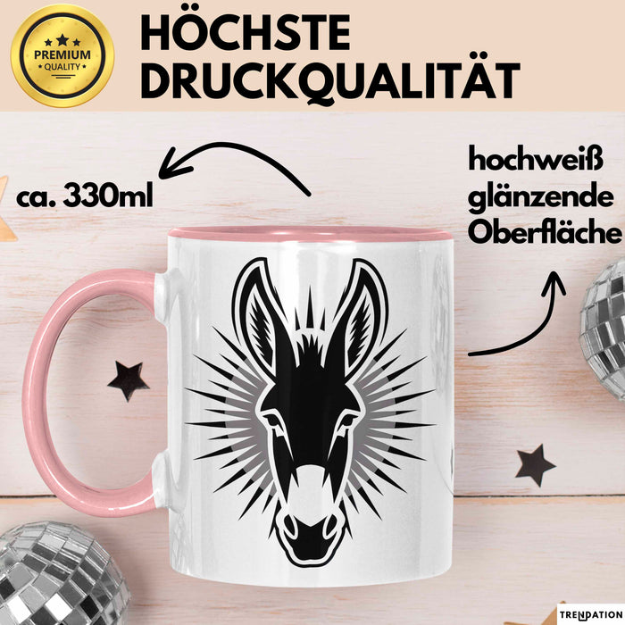Eselbauer Esel Tier Gesicht Tasse Geschenk Lustige Geschenkidee Spruch Rosa Trendation