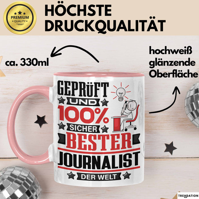 Journalist Geschenk Lustiger Spruch für Journalist Geschenkidee Bester Journalist Der Welt Rosa Trendation