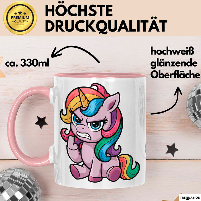 Sarkastisches Einhorn Tasse Geschenk Lustige Geschenkidee Rosa Trendation