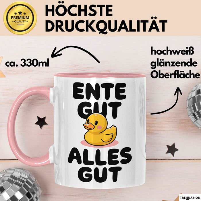 Quietscheente Tier Tasse Geschenk Lustige Geschenkidee Spruch Ente Gut Alles Gut Rosa Trendation
