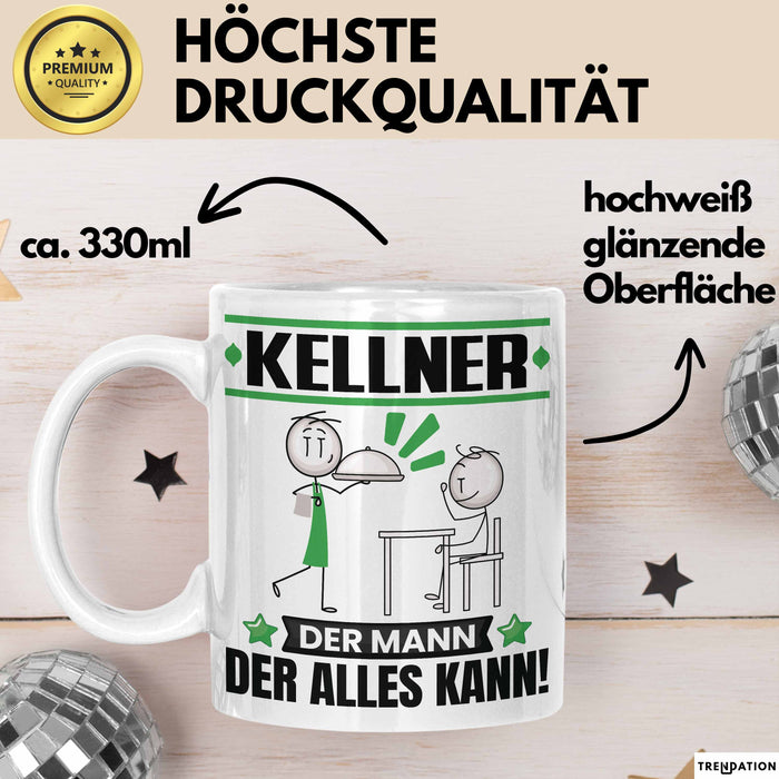 Kellner Tasse Geschenk für Kellner Der Mann Der Alles Kann Geschenkidee zum Geburtstag Weiß Trendation