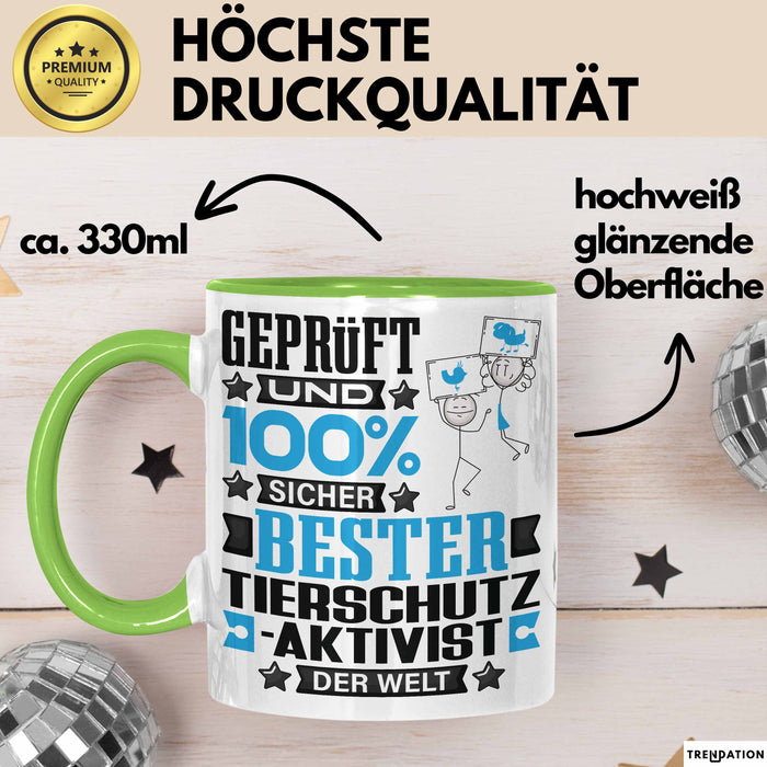 Tierschutzaktivist Geschenk Lustiger Spruch für Tierschutzaktivist Geschenkidee Bester Tierschutzaktivist Der Welt Grün Trendation