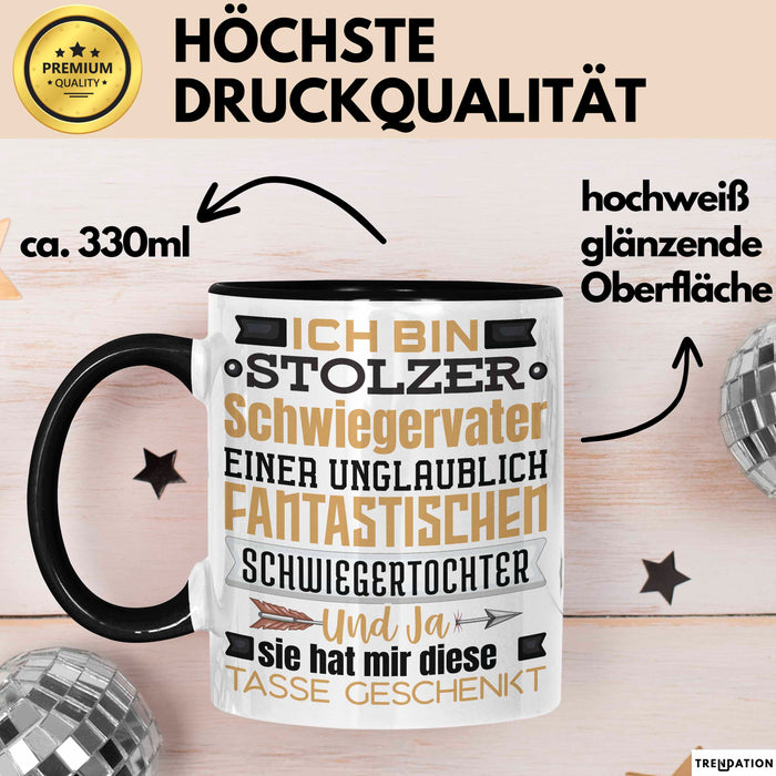 Schwiegervater Geschenk Von Schwiegertochter Geschenkidee Tasse Spruch Becher Schwarz Trendation