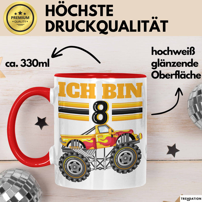 8. Geburtstag Geschenk Tasse Becher Jungs Trucks Geburtstagsgeschenk Ich Bin 8 Rot Trendation
