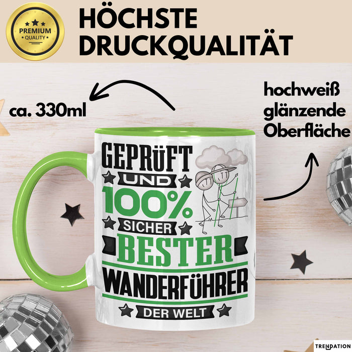 Wanderführer Geschenk Lustiger Spruch für Wanderführer Geschenkidee Bester Wanderführer Der Welt Grün Trendation