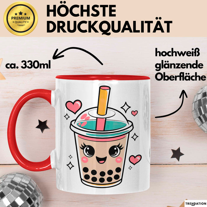 Bubble Liebhaber Tasse Geschenkidee für Boba Fan Rot Trendation