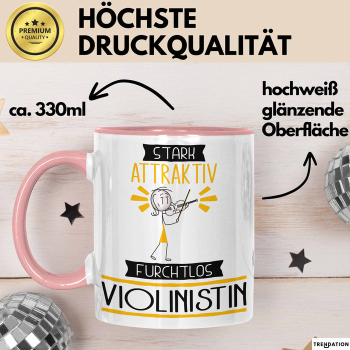 Violinistin Tasse Geschenk Becher Stark Attraktiv Furchtlos Violinistin Lustige Geschenkidee Rosa Trendation