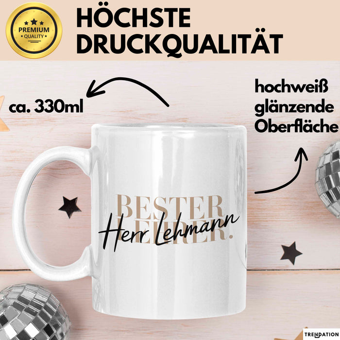 Lehrer Wertschätzung Tasse Geschenk Lustige Geschenkidee Spruch Bester Lehrer Weiß Trendation