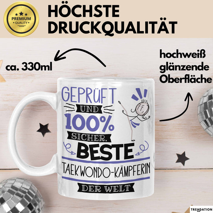 Beste Taekwondo-Kämpferin Der Welt Tasse Geschenk für Eine Taekwondo-Kämpferin Geprüft Und Sicher Geschenkidee Geburtstag Weihnachten Weiß Trendation