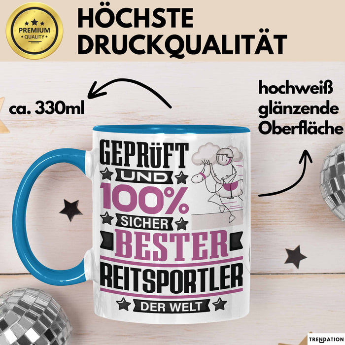 Reitsportler Geschenk Lustiger Spruch für Reitsportler Geschenkidee Bester Reitsportler Der Welt Blau Trendation