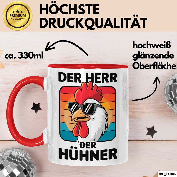 Huhn Tier Bauer Tasse Becher Geschenk Lustige Geschenkidee Spruch Der Herr Der Hühner Rot Trendation