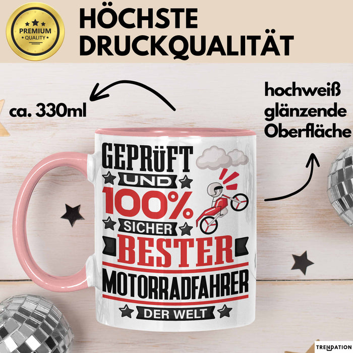 Motorradfahrer Geschenk Lustiger Spruch für Motorradfahrer Geschenkidee Bester Motorradfahrer Der Welt Rosa Trendation
