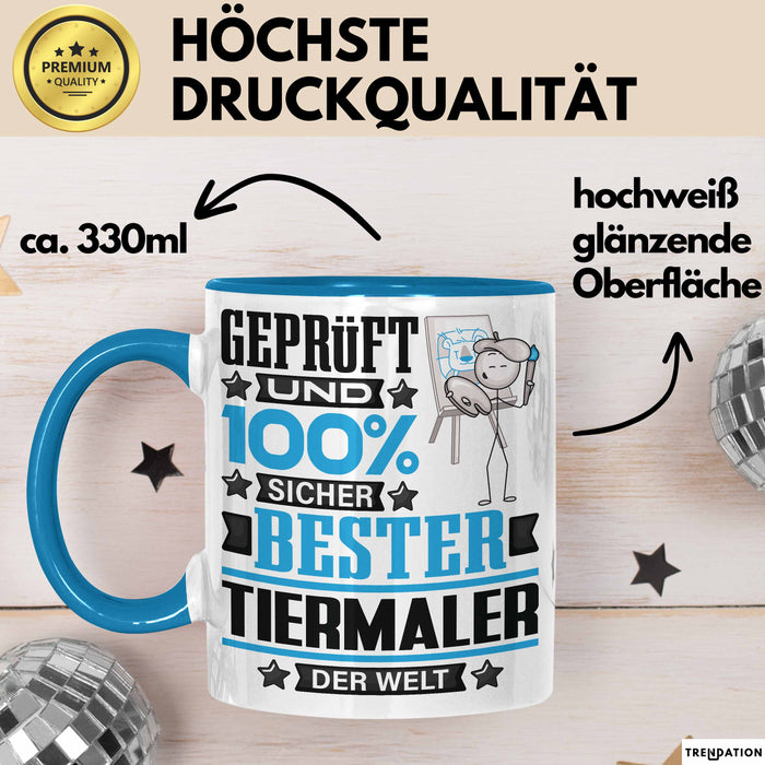 Tiermaler Geschenk Lustiger Spruch für Tiermaler Geschenkidee Bester Tiermaler Der Welt Blau Trendation