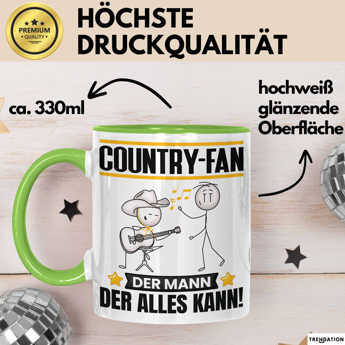 Country-Fan Tasse Geschenk für Country-Fan Der Mann Der Alles Kann Geschenkidee zum Geburtstag Grün Trendation