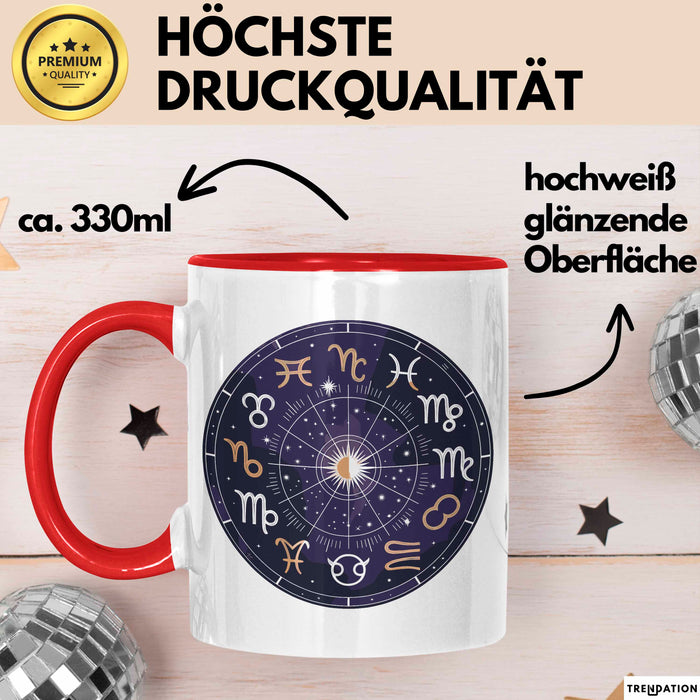 Astrologe Tasse Geschenkidee für Sternzeichen Fans Rot Trendation