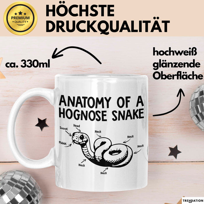 Reptil Schlange Tier Tasse Geschenk Lustige Geschenkidee Spruch Anatomie Einer Hakennasennatter Weiß Trendation