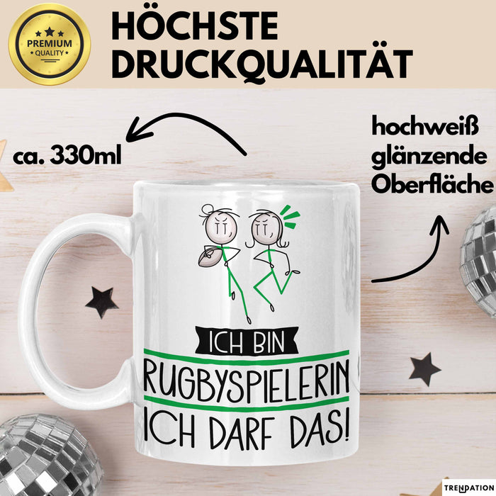 Geschenk für Rugbyspielerin Tasse Lustige Geschenkidee Geburtstag Ich Bin Rugbyspielerin Ich Darf Das Weiß Trendation