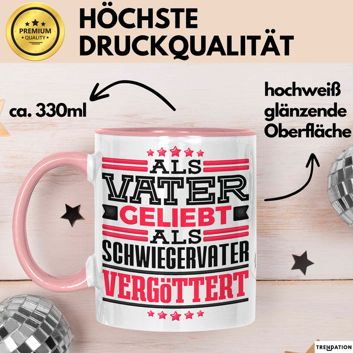 Schwiegervater Tasse Geschenk Geburtstag Bester Schwiegerpapa Geschenkidee Becher Rosa Trendation