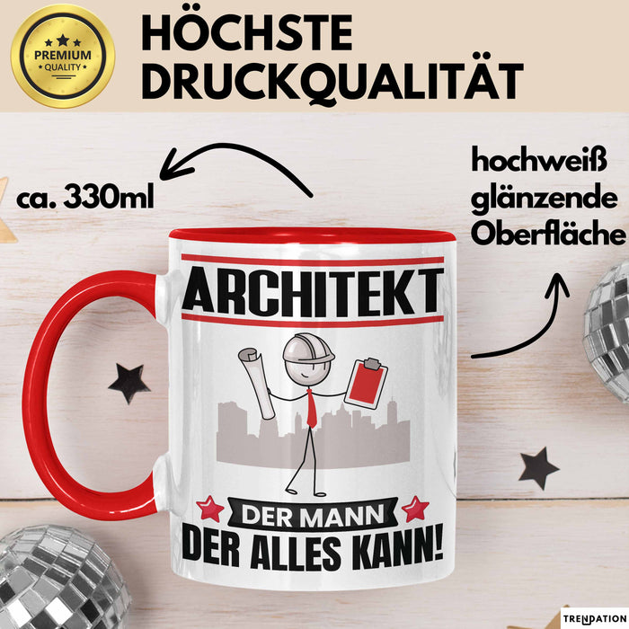 Architekt Tasse Geschenk für Architekt Der Mann Der Alles Kann Geschenkidee zum Geburtstag Rot Trendation