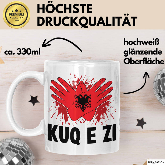 Albanische Flagge Shqip Shqiponja Albanischer Adler Albanien Tasse Geschenkidee Weiß Trendation