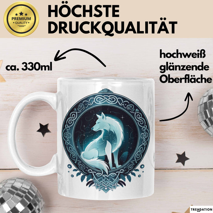 Wolf Tasse Geschenkidee Wikinger Fenriswolf Weiß Trendation