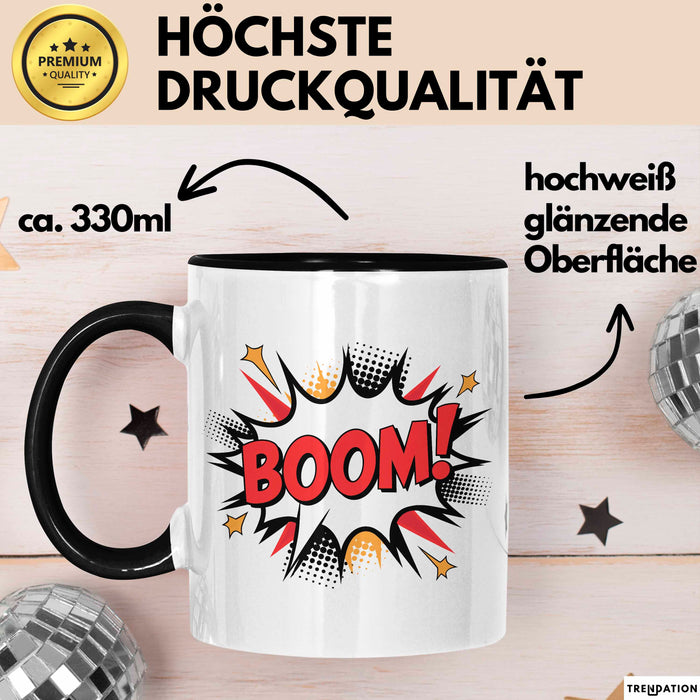 Comic Fan Tasse Boom Geschenkidee Nerds mit lustigem Spruch Trendation