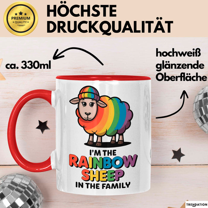 LGBTQ Schaf Tasse Geschenk Lustige Geschenkidee Spruch Rainbow Sheep In The Family Rot Trendation