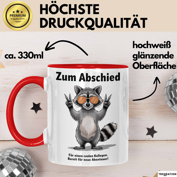 Büroarbeit Kollege Abschied Tasse Geschenk Lustige Geschenkidee Spruch Zum Abschied Für Einen Coolen Kollegen Rot Trendation