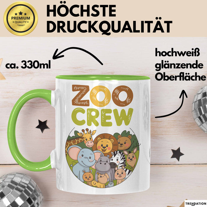 Zoo Tiere Liebhaber Tasse Geschenk Lustige Geschenkidee Spruch Zoo Crew Grün Trendation