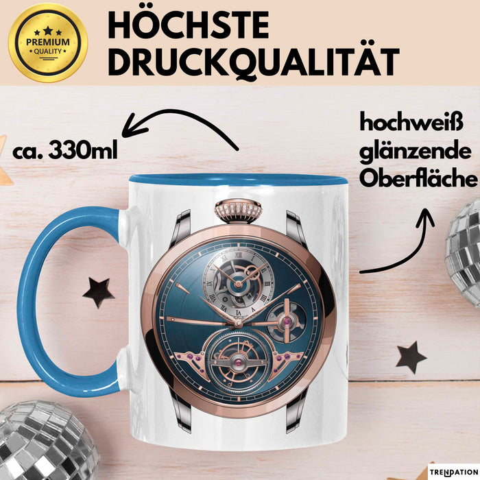 Luxusuhren Sammler Tasse Geschenkidee Zeitmesser Liebhaber Blau Trendation