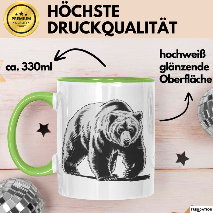 Bär Tierliebhaber Tasse Geschenk Lustige Geschenkidee Spruch Grün Trendation