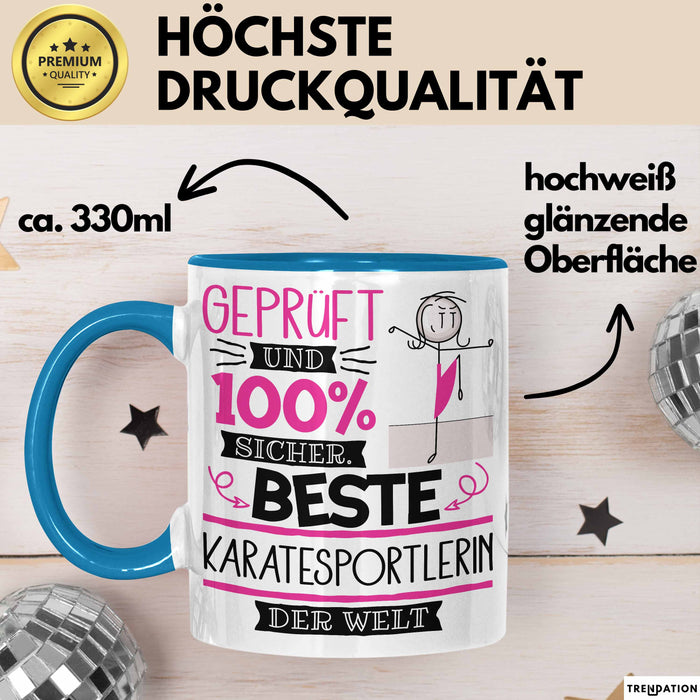 Beste Karatesportlerin Der Welt Tasse Geschenk für Eine Karatesportlerin Geprüft Und Sicher Geschenkidee Geburtstag Weihnachten Blau Trendation