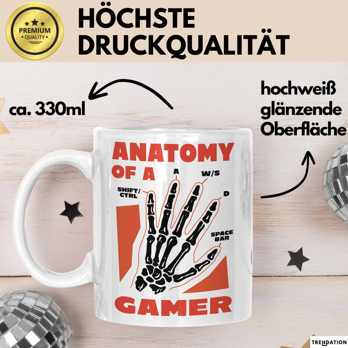 Gamer Geschenk Tasse Anatomy Of A Gamer Zocker Lustige Geschenkidee Weiß Trendation